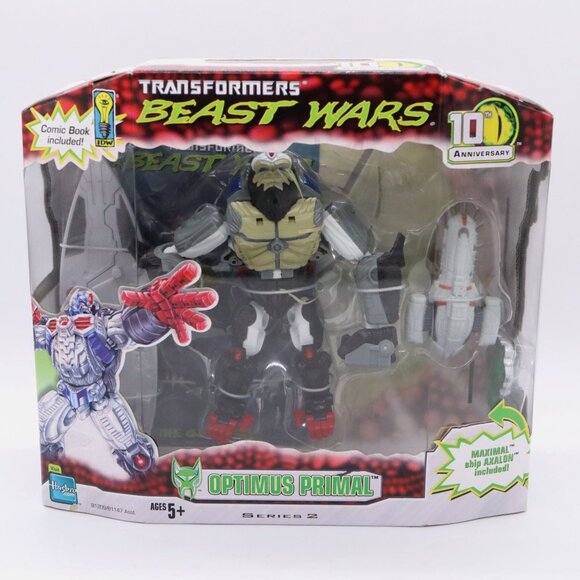 Transformers Beast Wars 10th Anniv Optimus Primal w/ Maximal Axalon Ship NIB